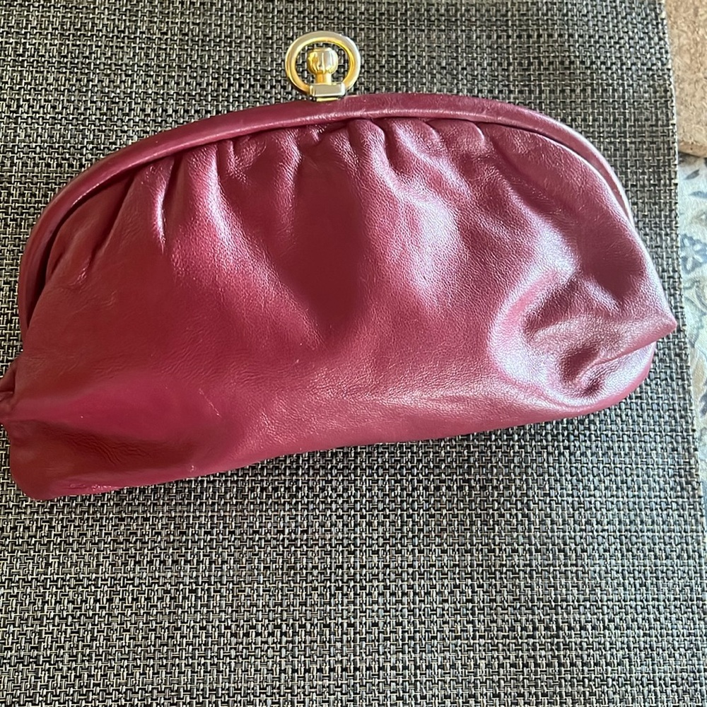 Chic Maroon Leather Clutch